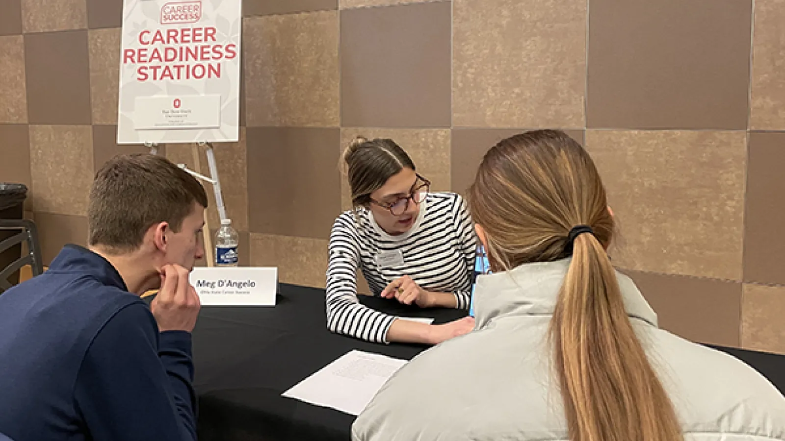 Students have mock interviews at a career readiness fair