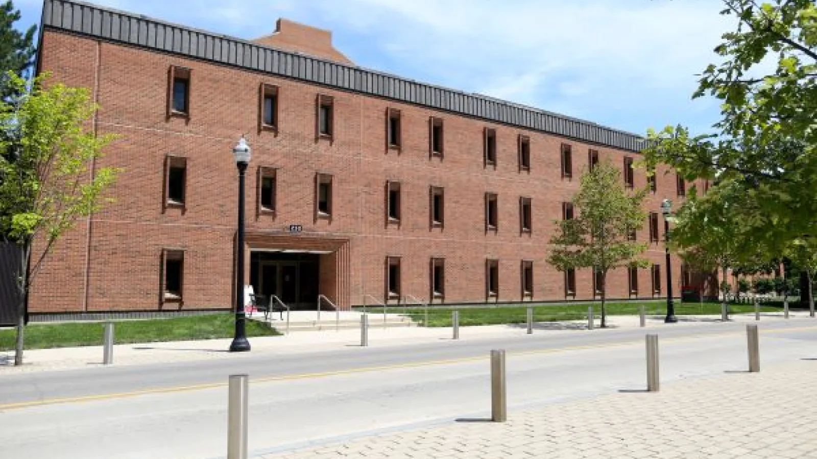Dulles Hall, a brick building with narrow windows
