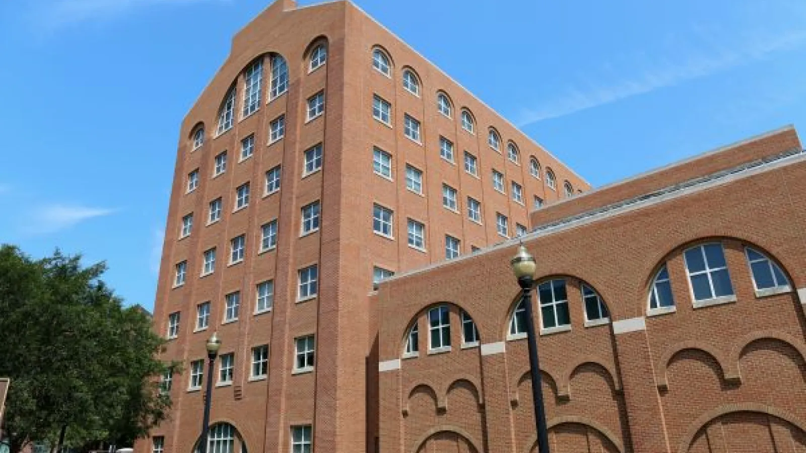 Mathematics Tower, a tall brick building
