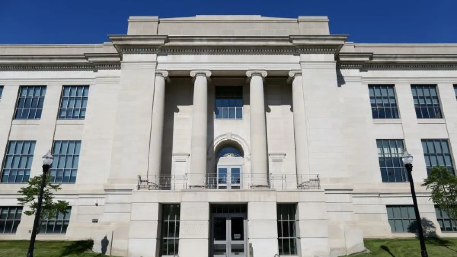 Sullivant Hall, an impressive white stone building with large columns
