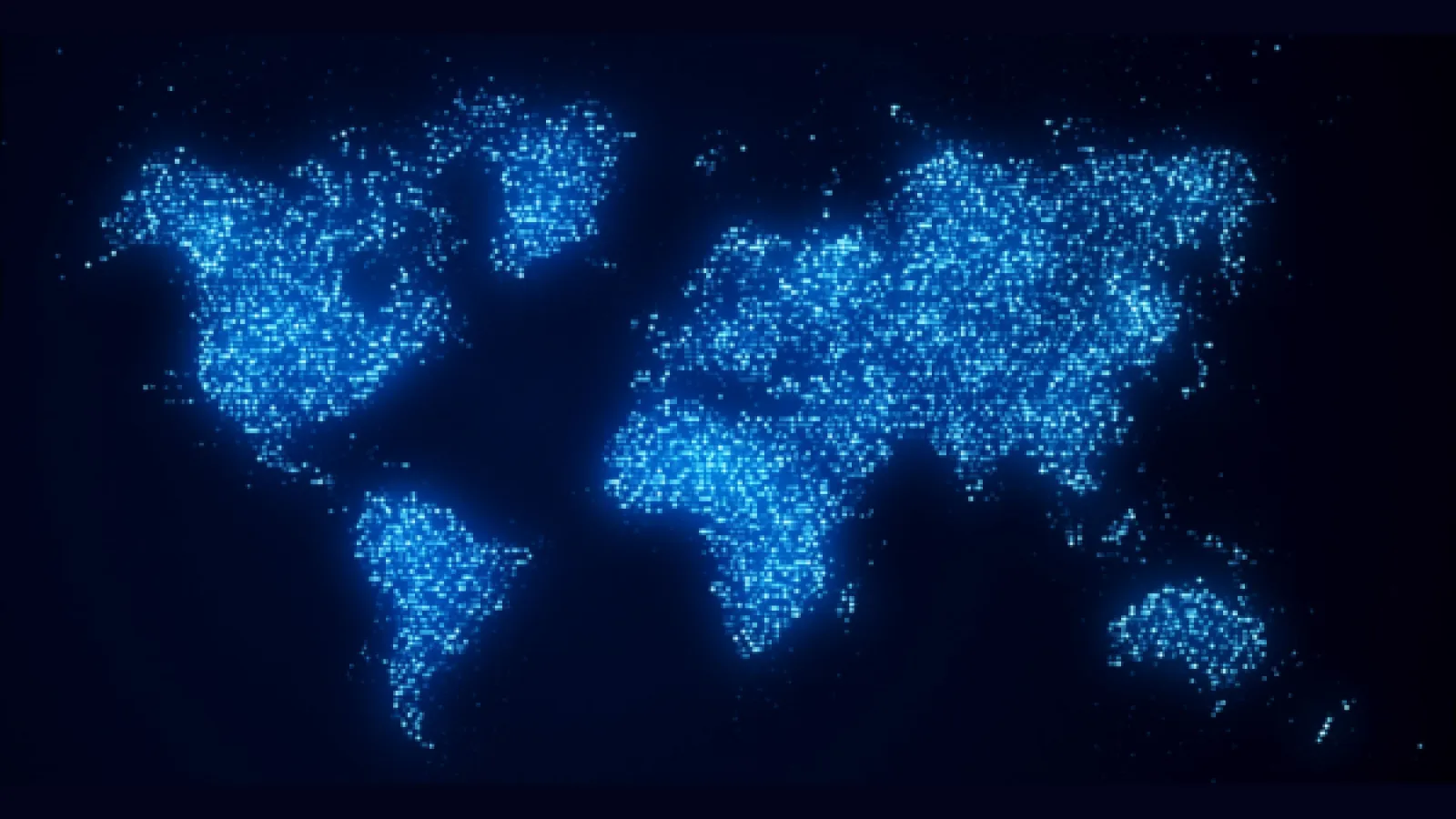 world map made of blue lights
