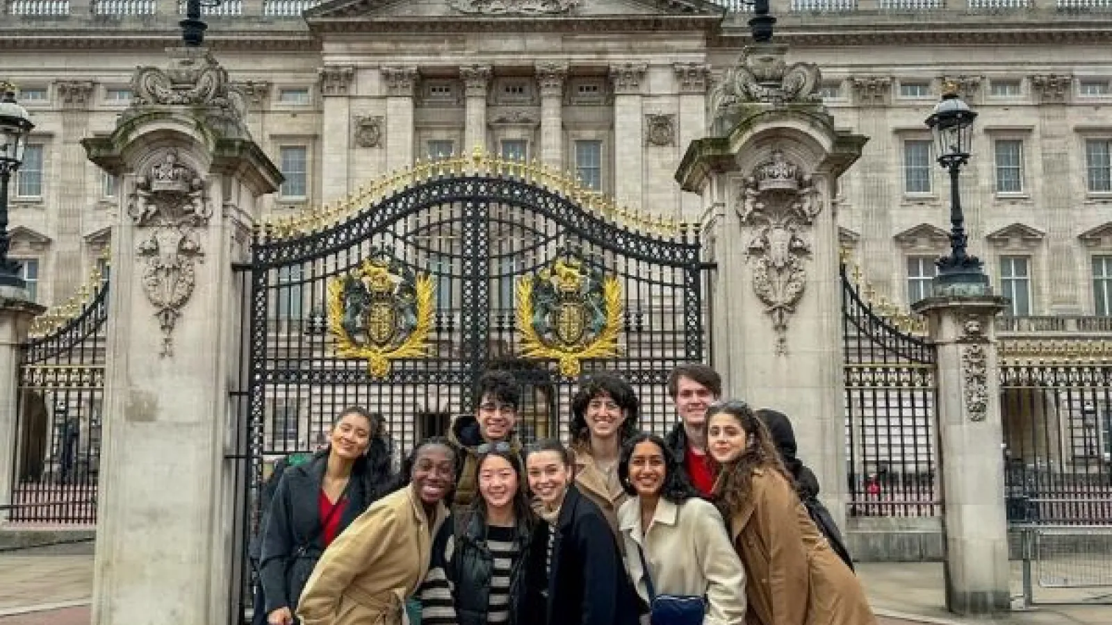 a student group in front of Buckingham Palace