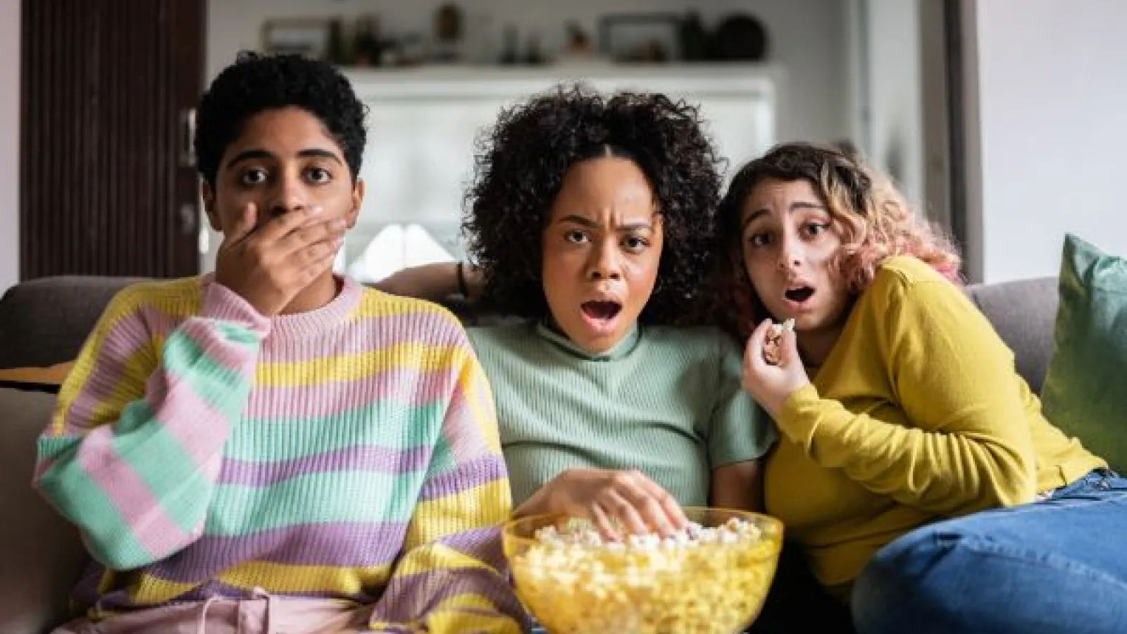 a group of teenagers watching a movie