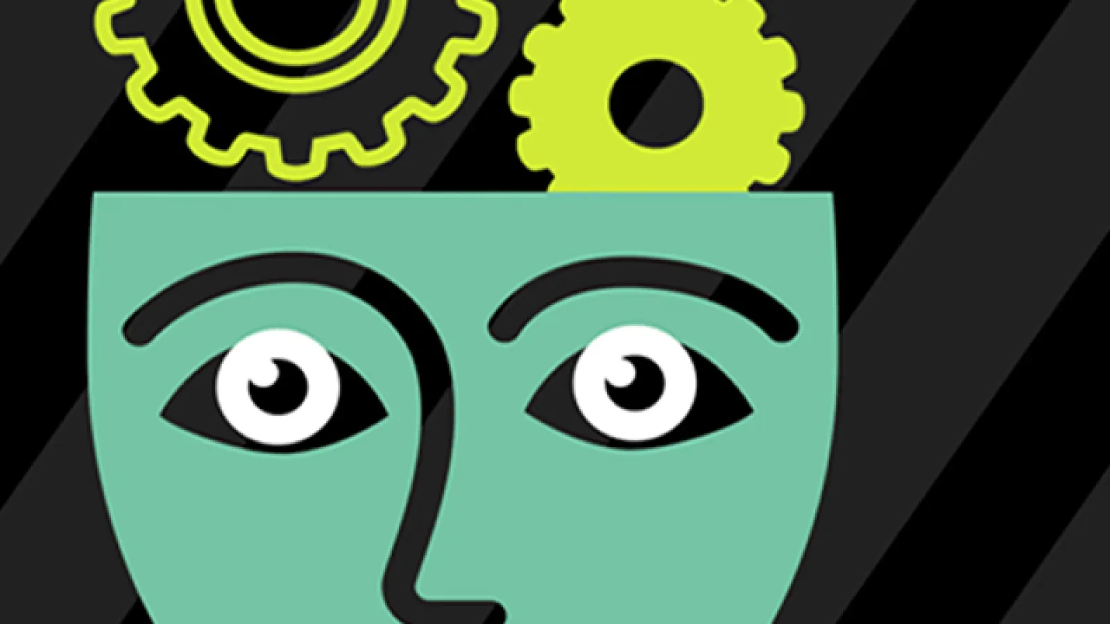 Illustration of a head with gears coming out of the top
