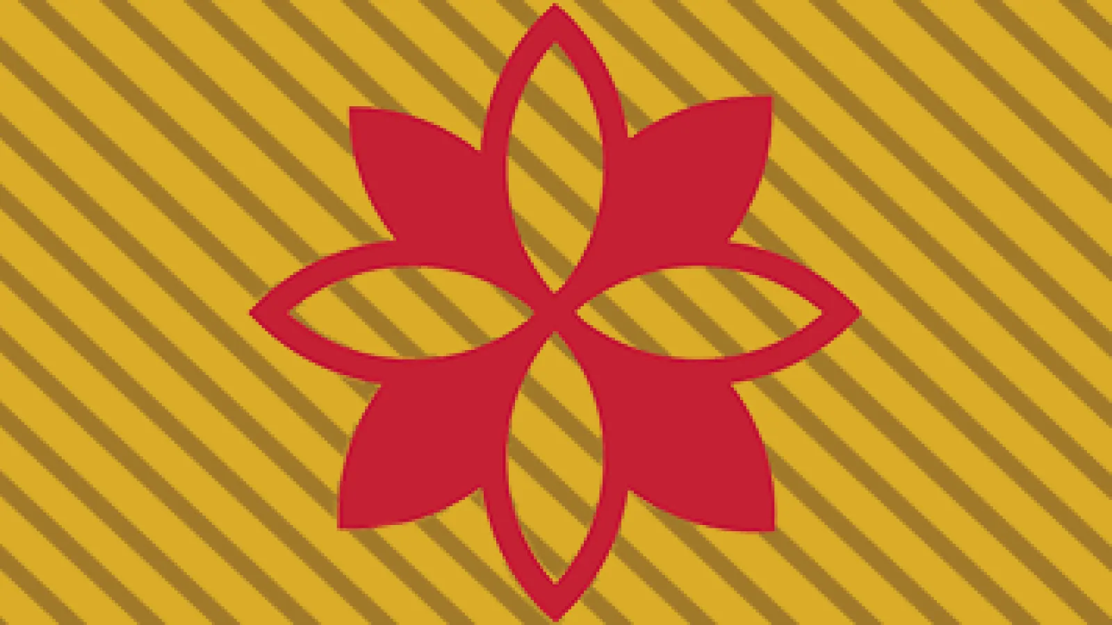 Red flower on gold background