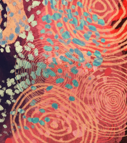 Abstraction of pond life. Artwork by Addeline Kelley