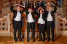 Pierre Agostini, second from left, with colleagues at the Nobel Prize ceremony in Stockholm 